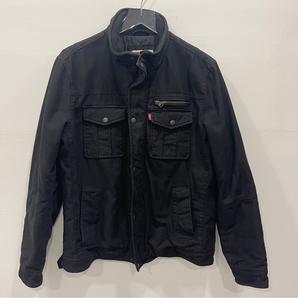 Levi’s Men’s Stand Collar Military Field Jacket Black Classic - Picture 3 of 12